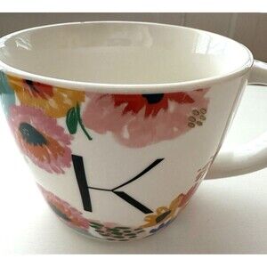 Letter “K” Mug Opalhouse Ceramic Floral Mug 16 oz Coffee Mug Teacup 3.5" x 4.25"